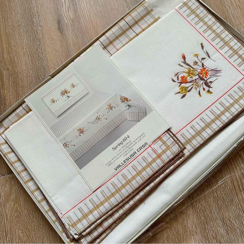 Vintage 60s 70s Vallesusa Casa Set of 12 100% Cotton Made in Italy Table Linens
